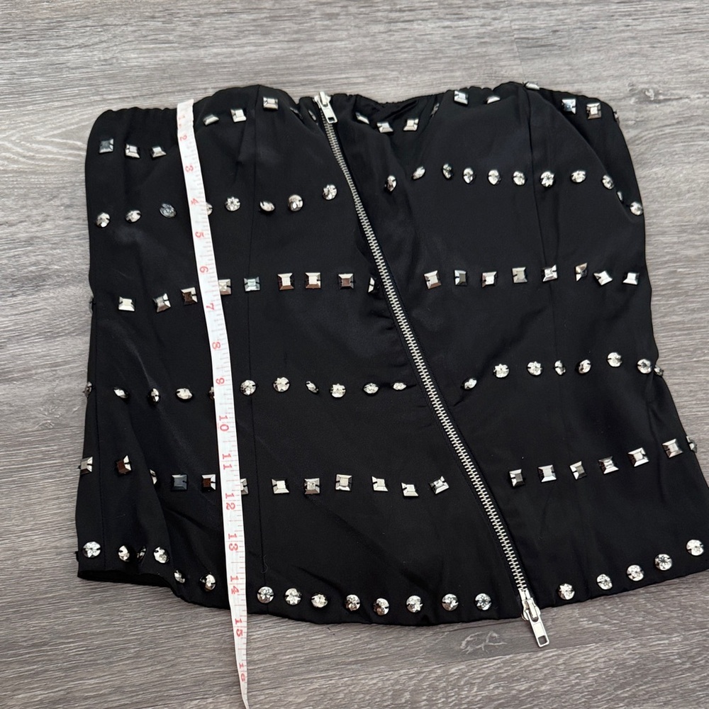 Wet Seal Black Satin Corset Top with Silver Studs - Picture 6 of 10